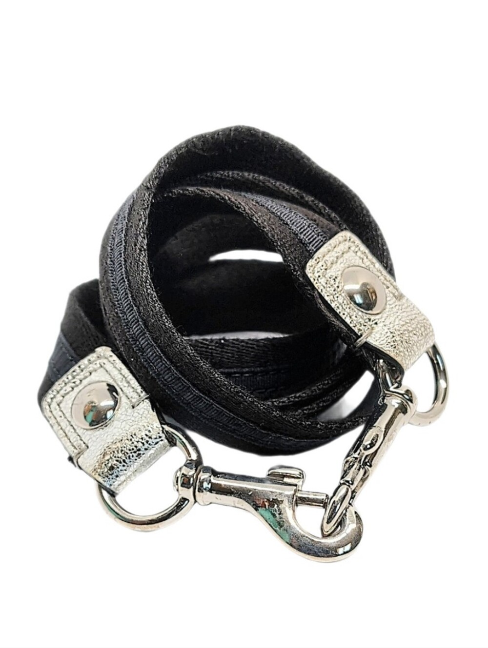 🔘 Y2K Coach Metallic Silver & Black Canvas Replacement Crossbody Shoulder Strap